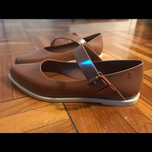 Melissa brown rubber buckle flats
